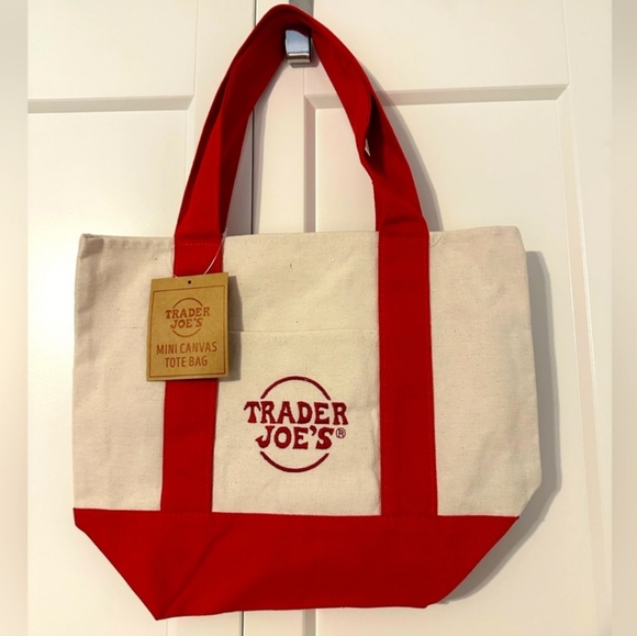 Trader Joe’s Mini Canvas Tote Bag RED - NEW With Tag - Picture 1 of 1